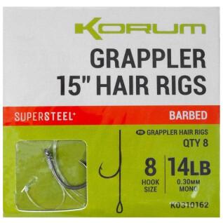 Carnivorous hook Korum Grappler Hair Rigs 15 Barbed 8 x5